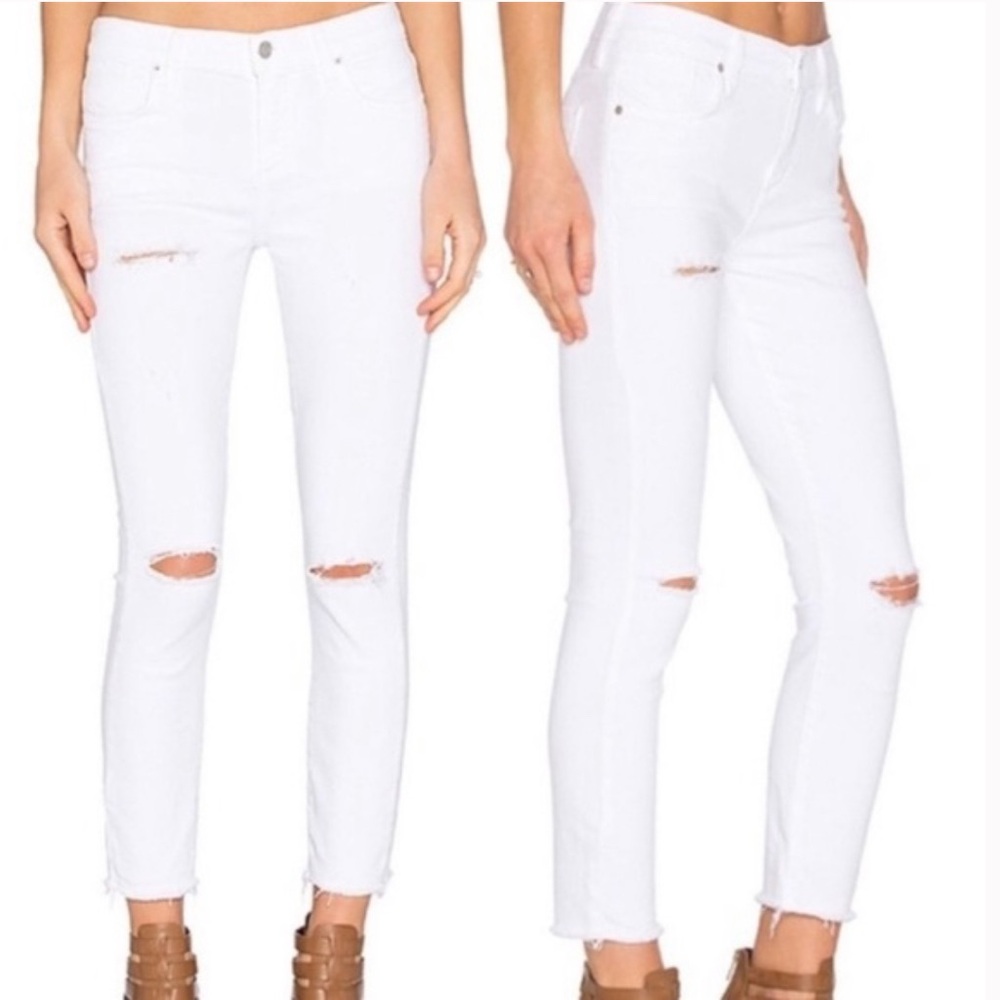 Agolde White Distressed Skinny Jeans